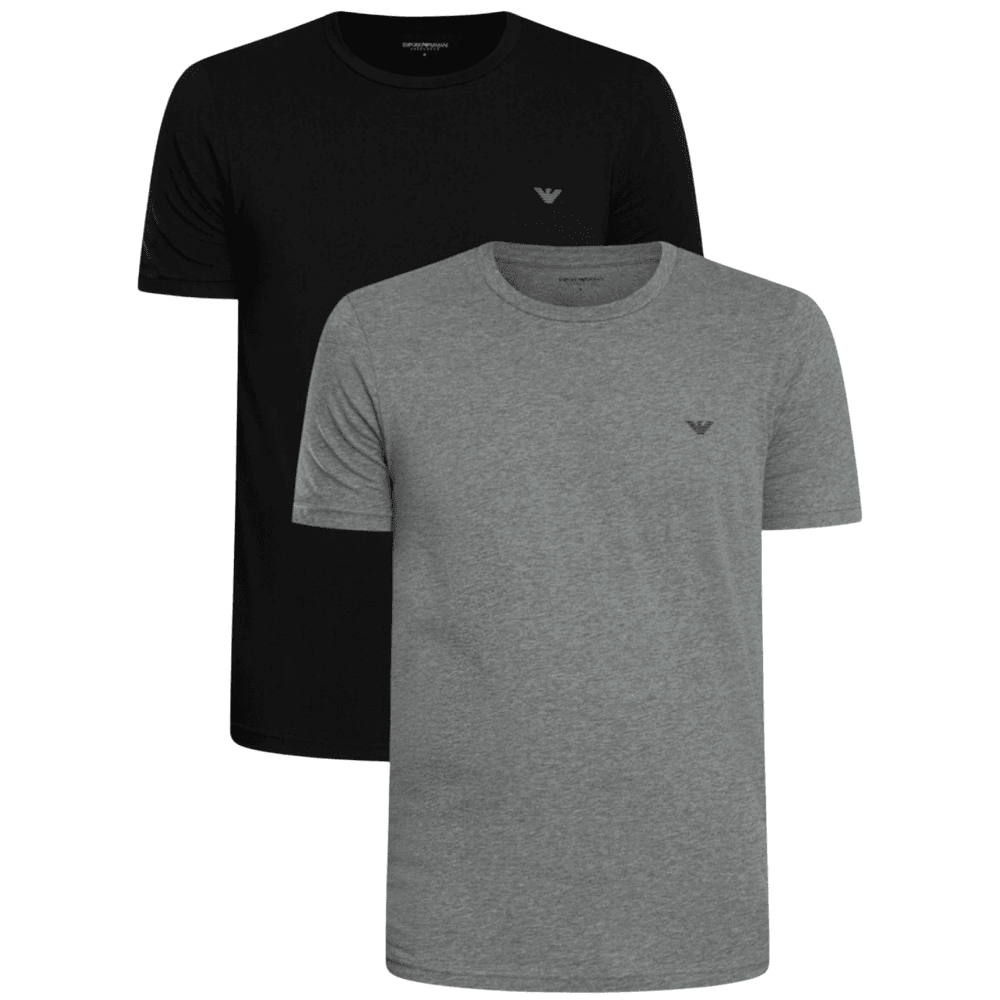 Cotton 2-Pack Round Neck Eagle Logo Black/Grey T-Shirt
