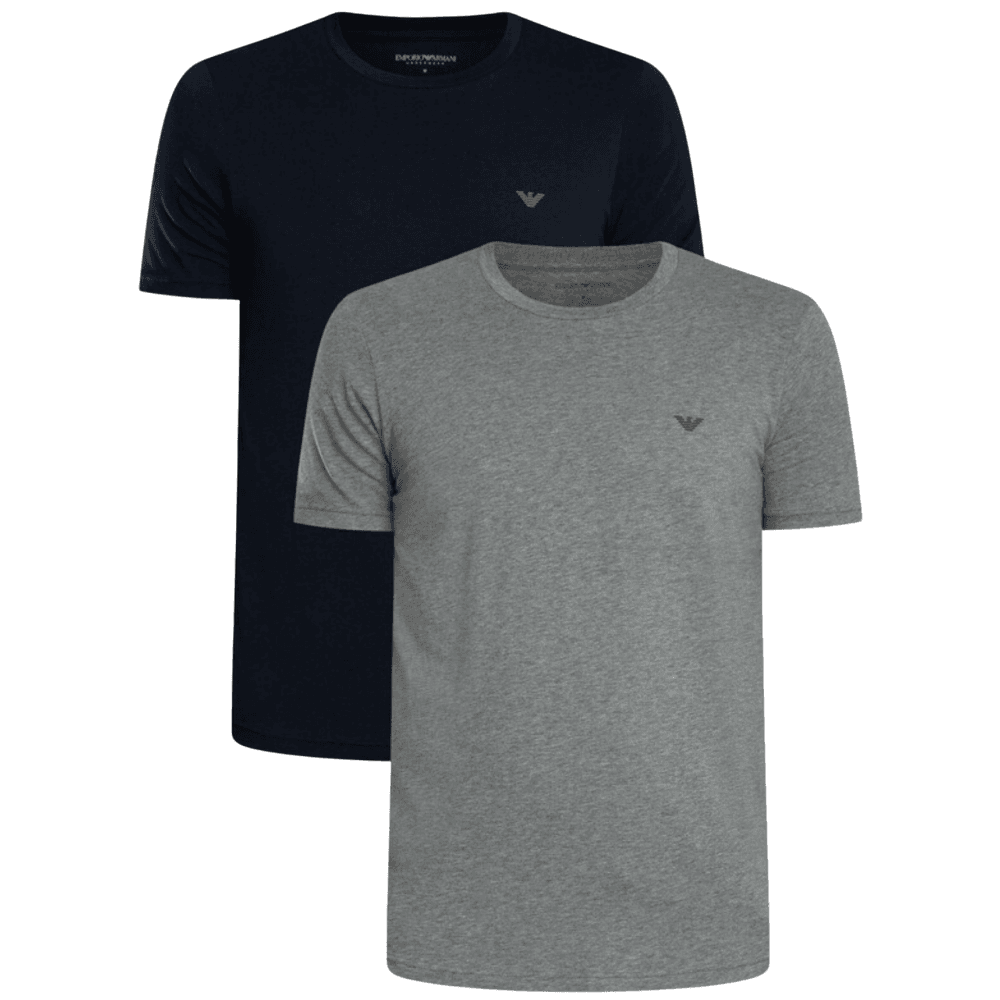 Cotton 2-Pack Round Neck Eagle Logo Navy/Grey T-Shirt