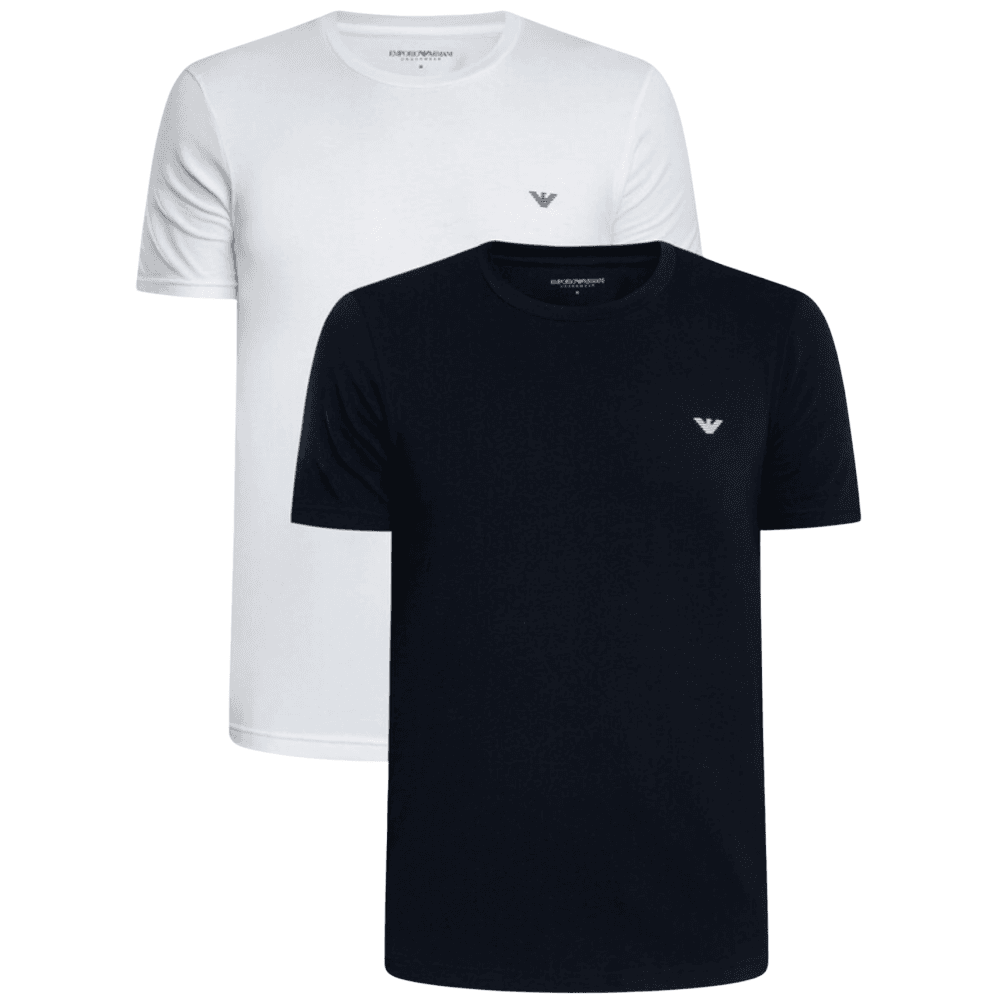 Cotton 2-Pack Round Neck Eagle Logo Navy/White T-Shirt