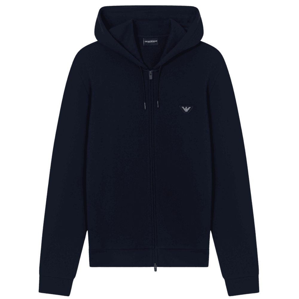 Embroidered Logo Navy Zip Up Hoodied Tracksuit