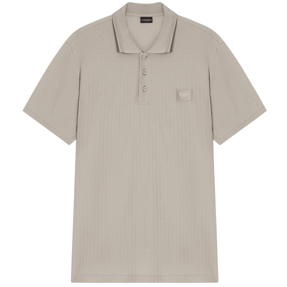 Textured Cotton Beige Polo Shirt