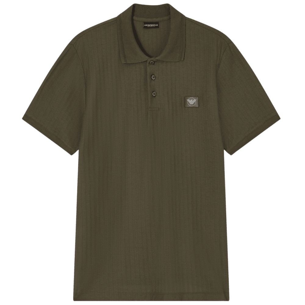 Textured Cotton Olive Green Polo Shirt