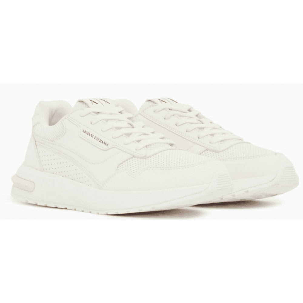 Perforated Leather Triple White Runner Sneaker