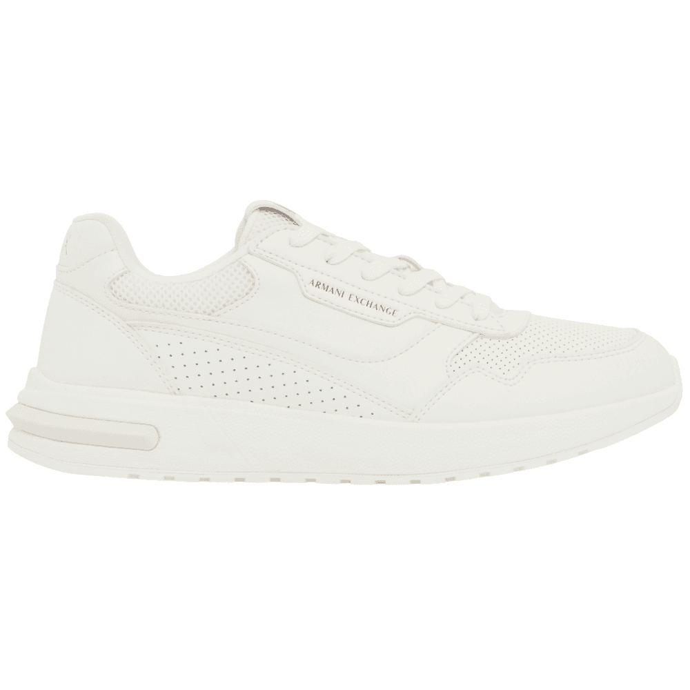 Perforated Leather Triple White Runner Sneaker