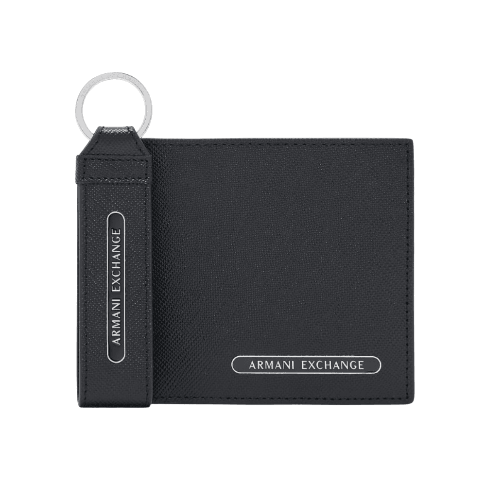 Black Metal Logo Slim Book Wallet Set
