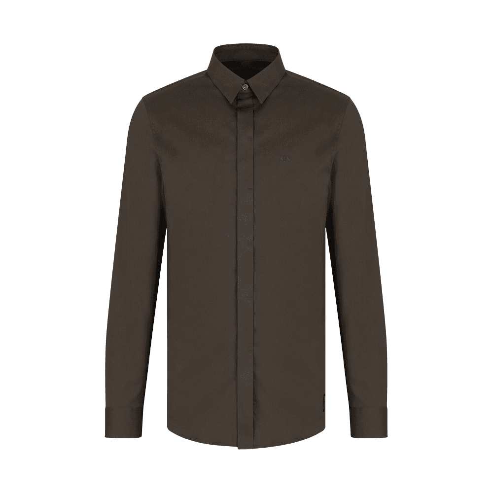 Rubber Logo Button Up Khaki Shirt