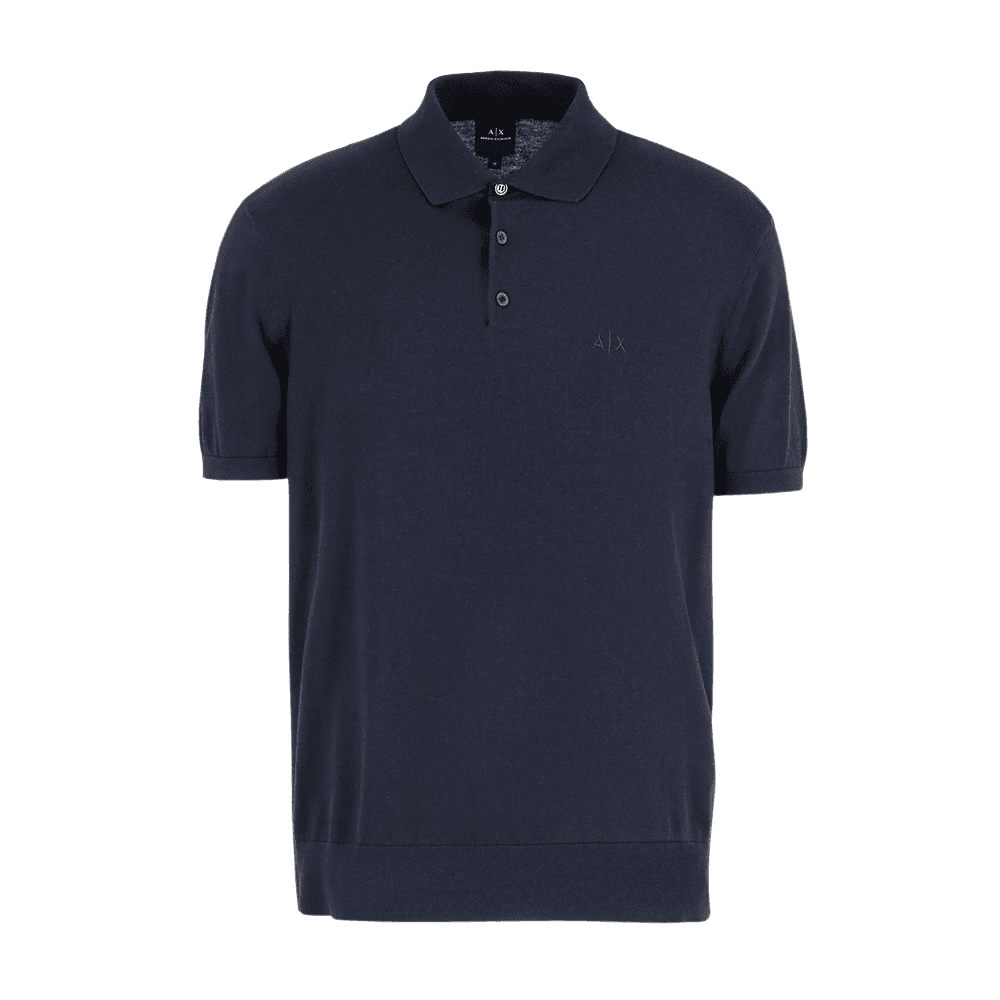 Regular Fit Embroidered Logo Knitted Navy Polo Shirt