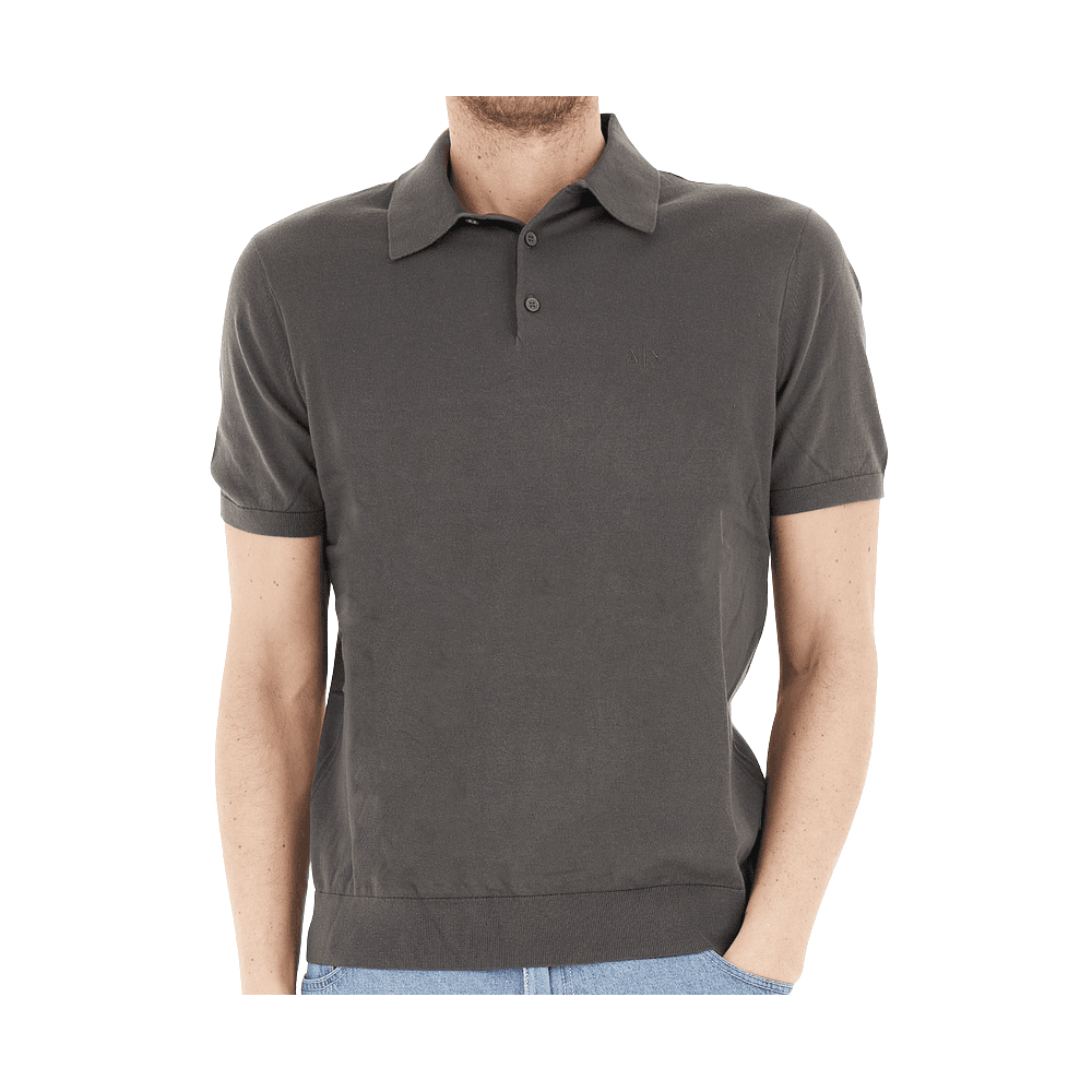 Regular Fit Embroidered Logo Knitted Raven Grey Polo Shirt