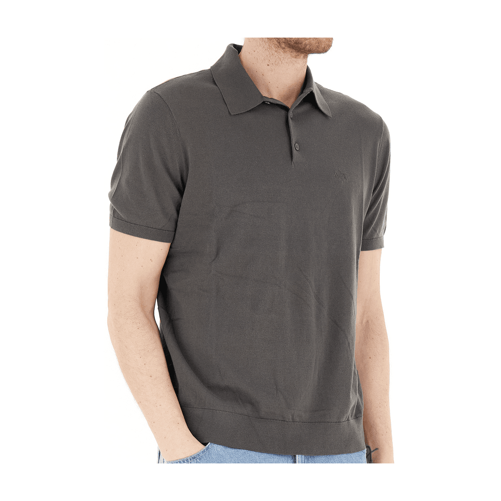 Regular Fit Embroidered Logo Knitted Raven Grey Polo Shirt