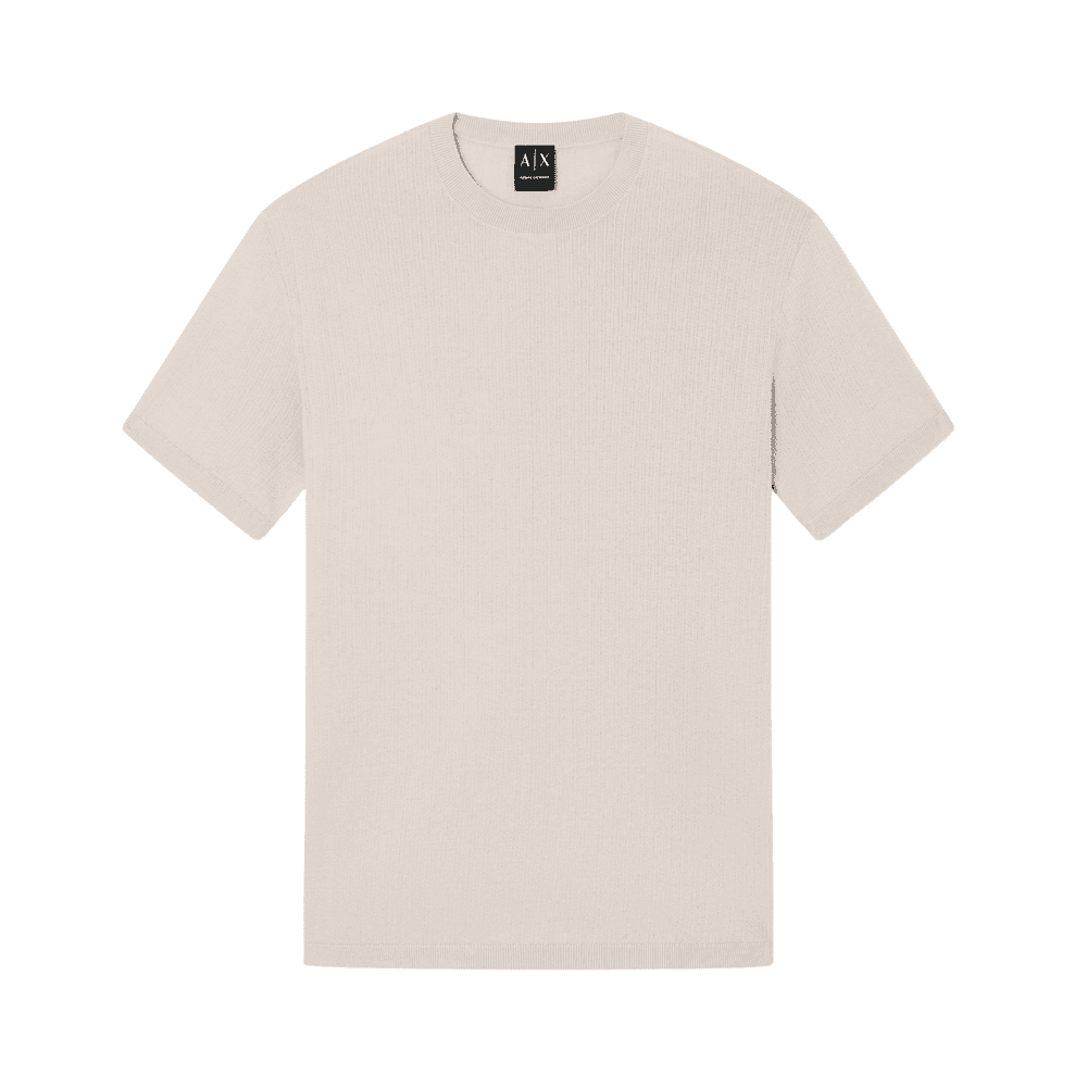 Slim Fit Textured Knitted Beige T-Shirt