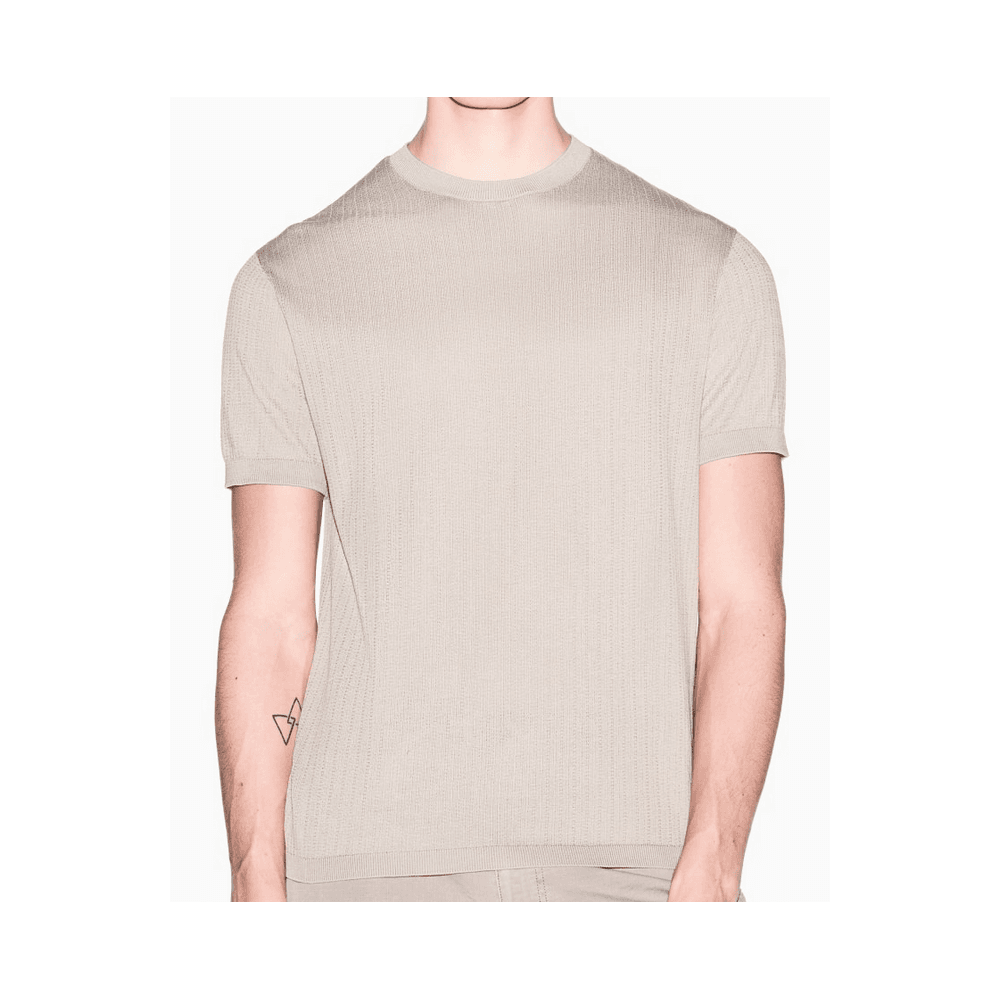 Slim Fit Textured Knitted Beige T-Shirt