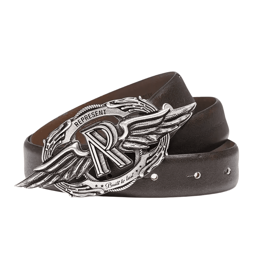 Vintage Buckle Dark Brown Leather Belt