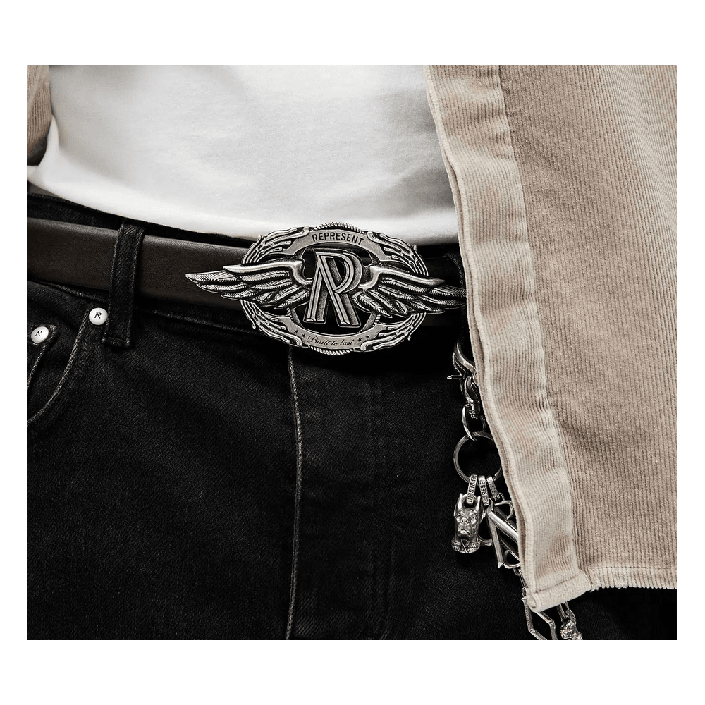 Vintage Buckle Dark Brown Leather Belt