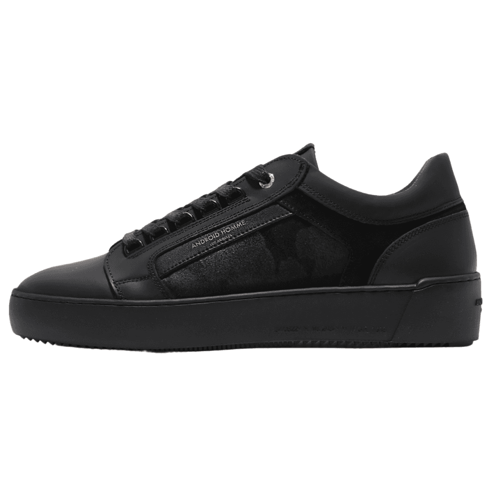 Venice Gomma Camo Black Leather Trainer