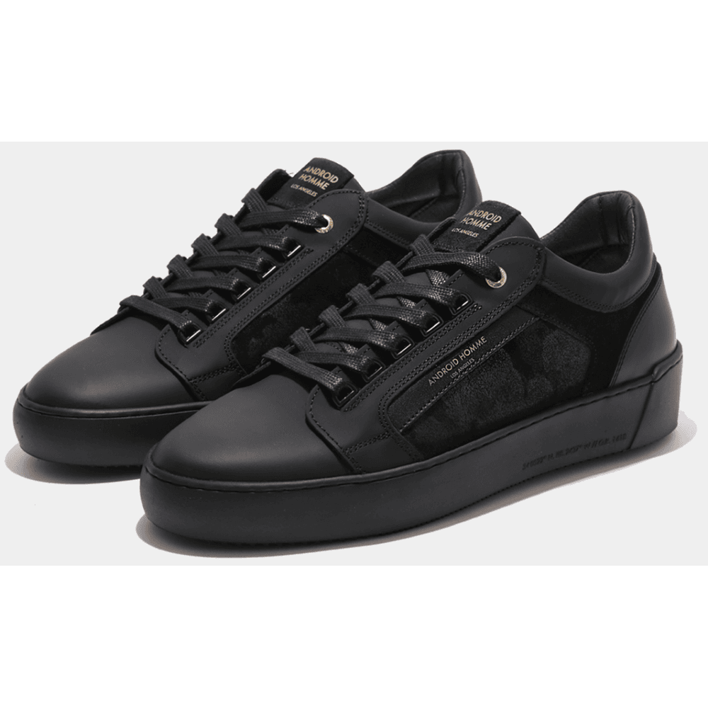 Venice Gomma Camo Black Leather Trainer