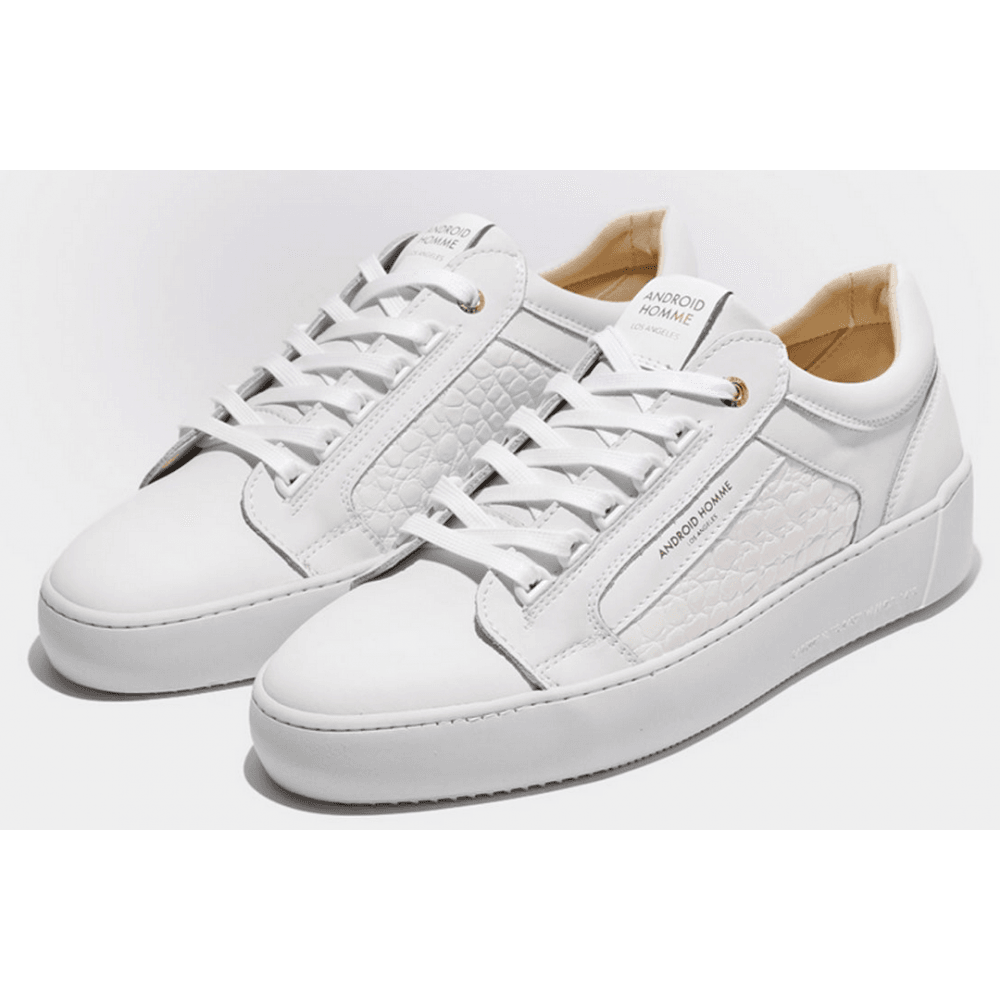 Venice Emboss Patent Croc White Leather Trainer