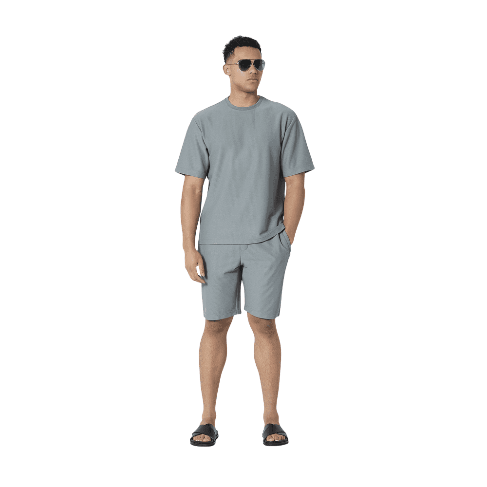 Aspwell Welland Waffle Textured Cool Grey Shorts Set
