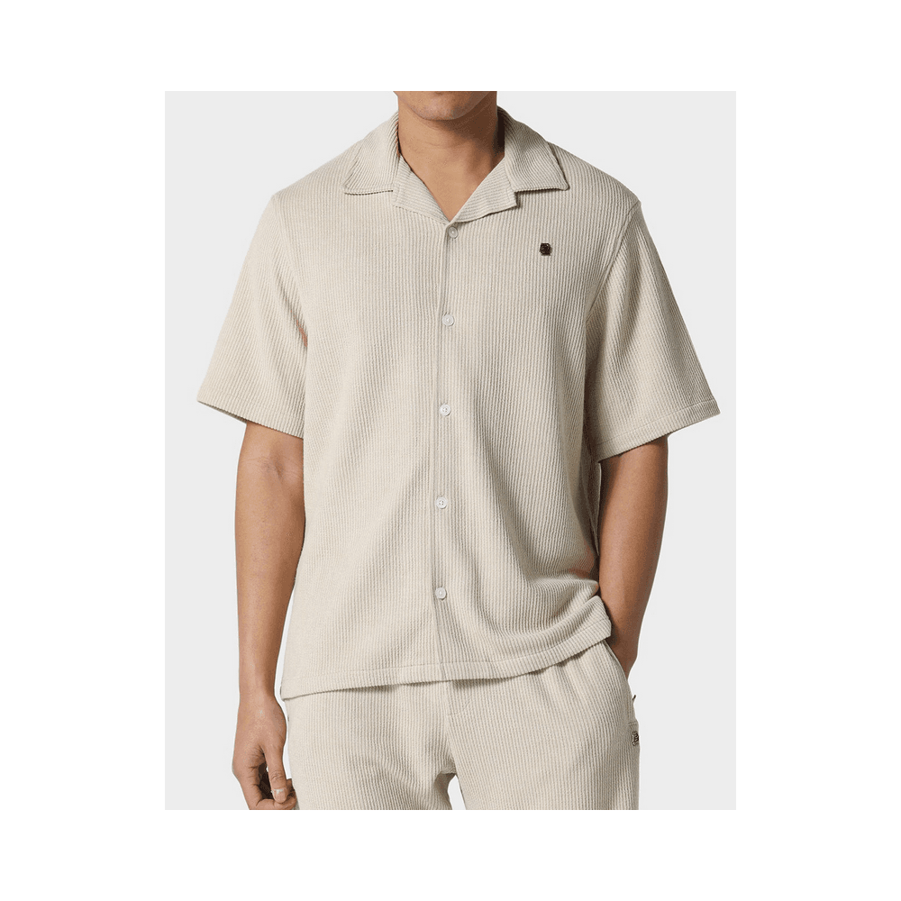 Ako Moko Ribbed Textured Beige Shirt Set