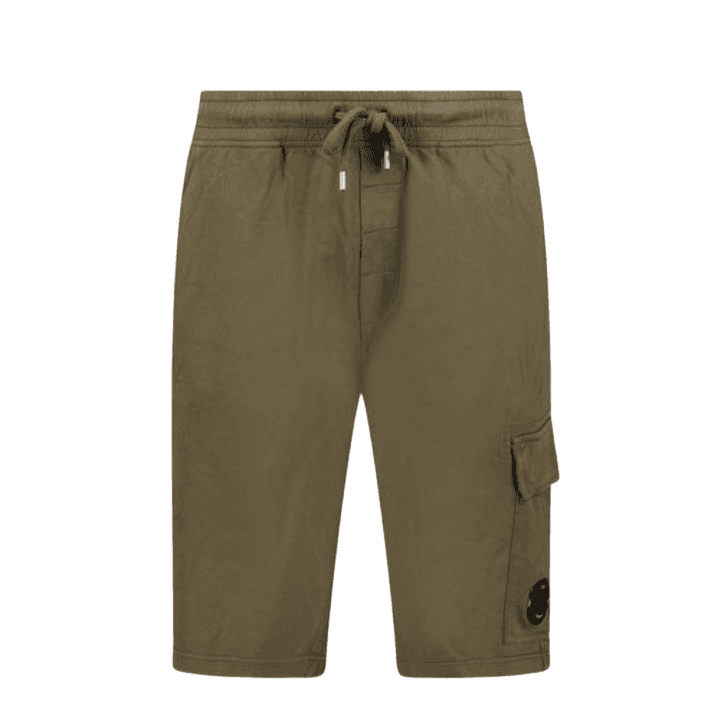 Light Fleece Lens Pocket Khaki Green Cargo Shorts