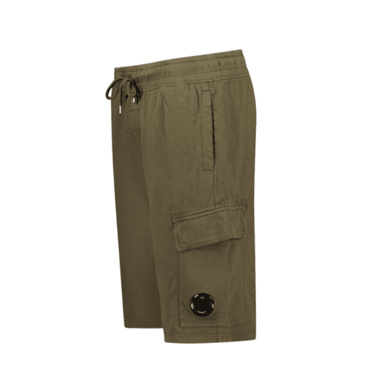 Light Fleece Lens Pocket Khaki Green Cargo Shorts