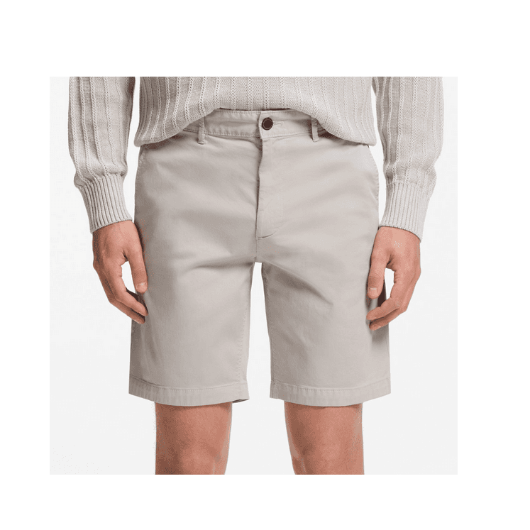 Cotton Slim Fit Stone Grey Chino Shorts