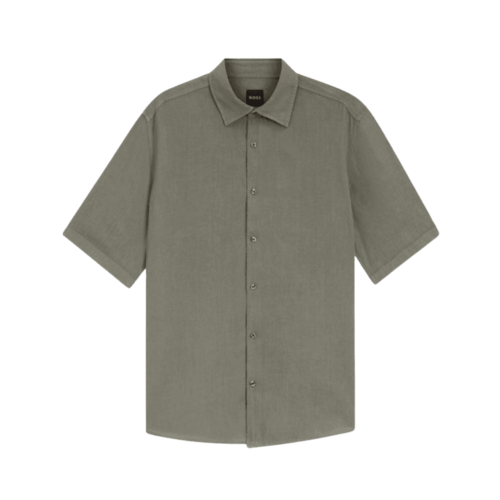 Rash_2 Regular Fit Linen Grey/Green Shirt
