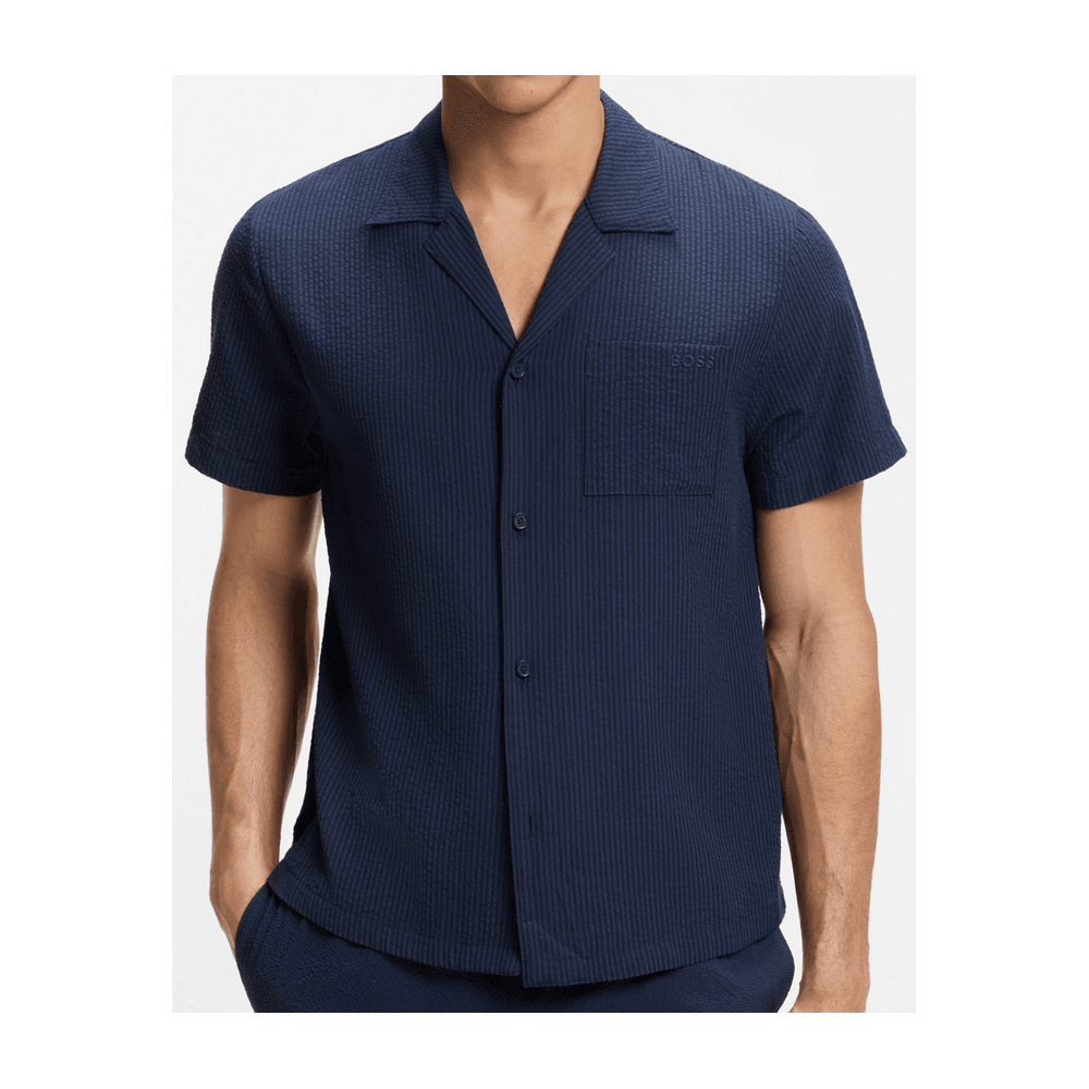 Relax Navy Textured Beach Shirt