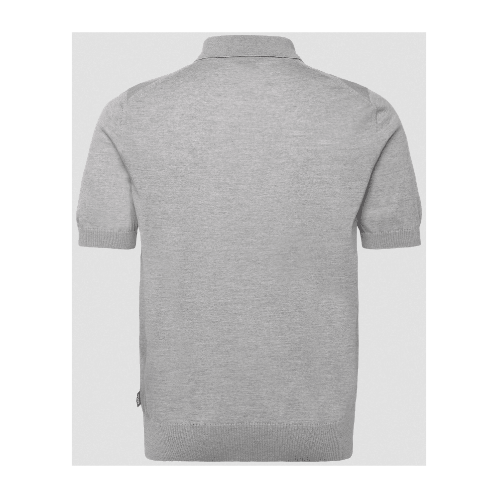 H-Nolano Fine Merino Knitted Grey Polo Shirt