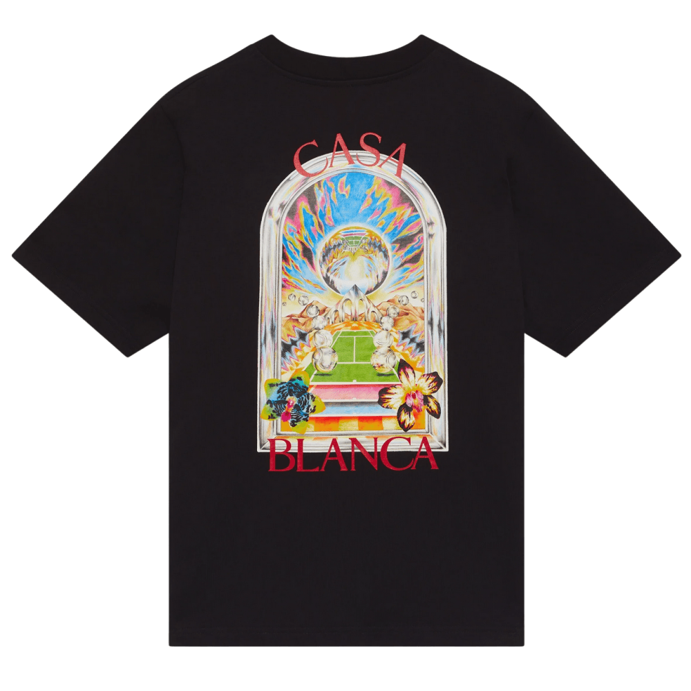 Tennis Landscape Regular Fit Black T-Shirt
