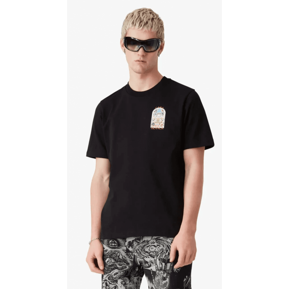 Tennis Landscape Regular Fit Black T-Shirt