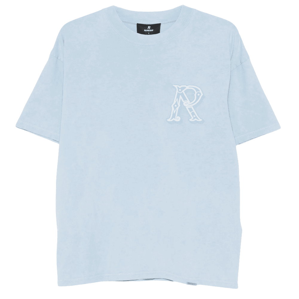 Western Initial Oversized Sky Blue T-Shirt