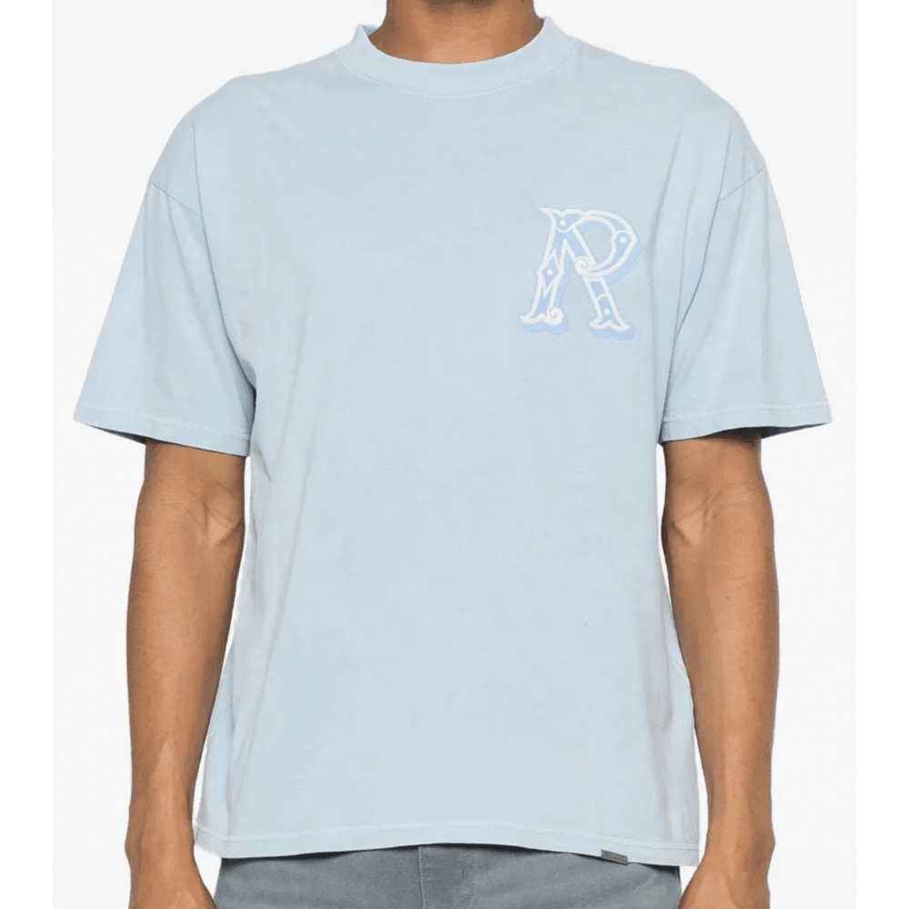 Western Initial Oversized Sky Blue T-Shirt