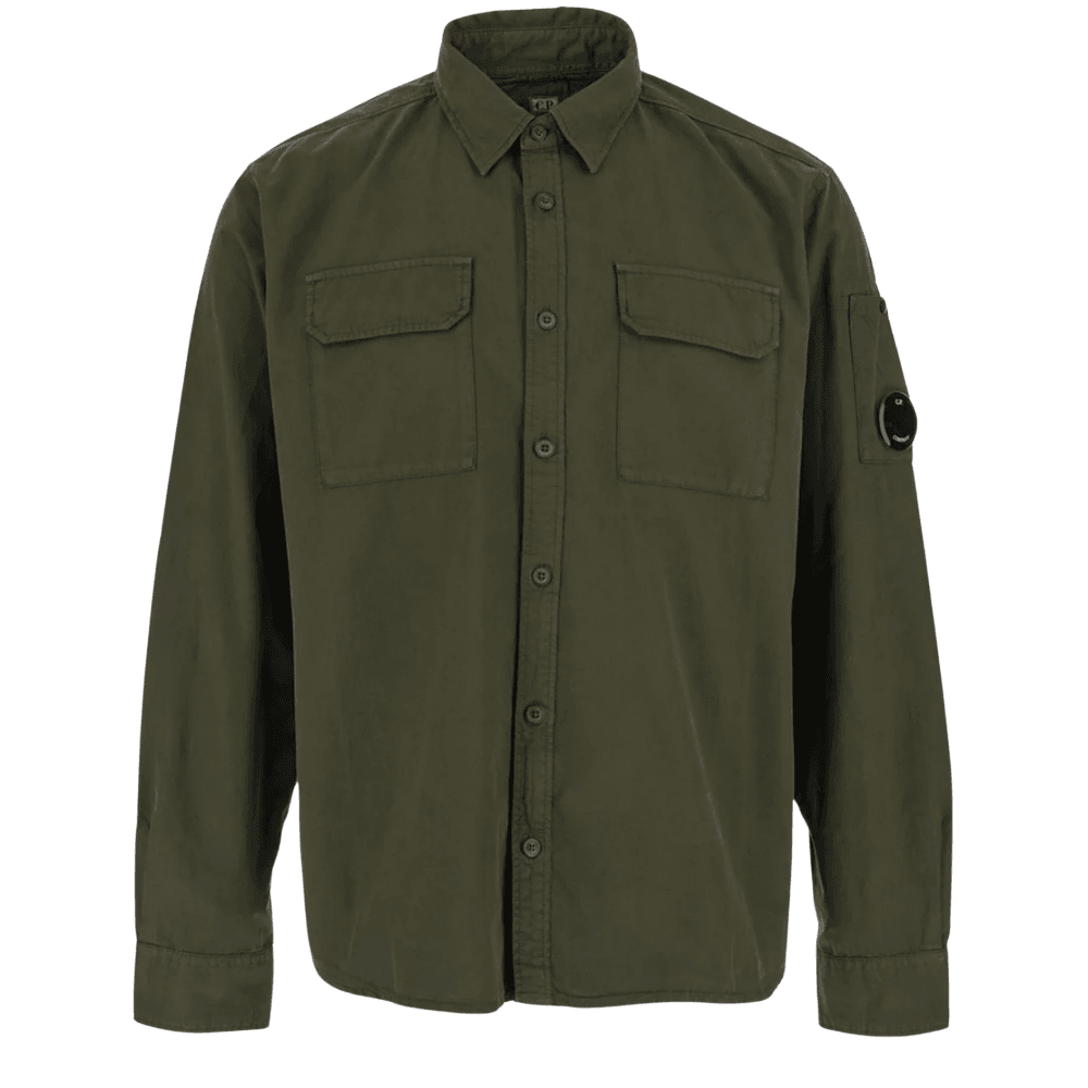 Cotton Lens Button Up Khaki Overshirt