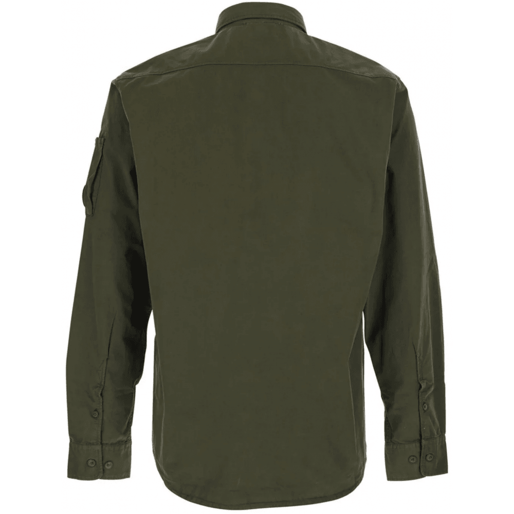 Cotton Lens Button Up Khaki Overshirt