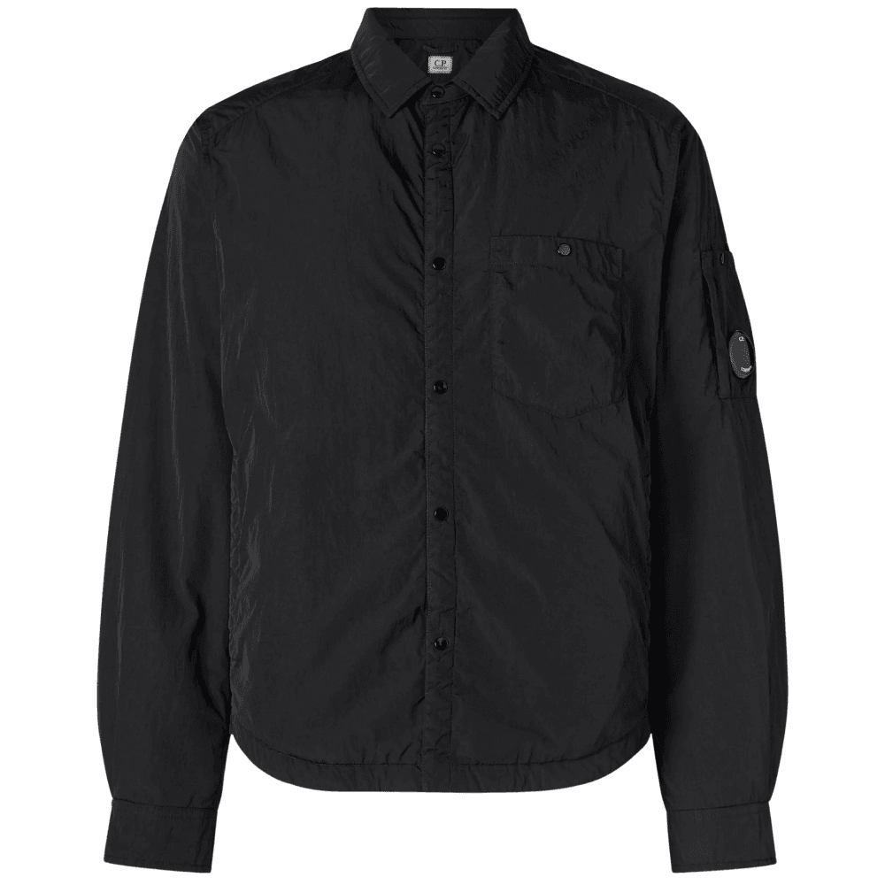 Chrome-R Lens Logo Padded Black Nylon Overshirt