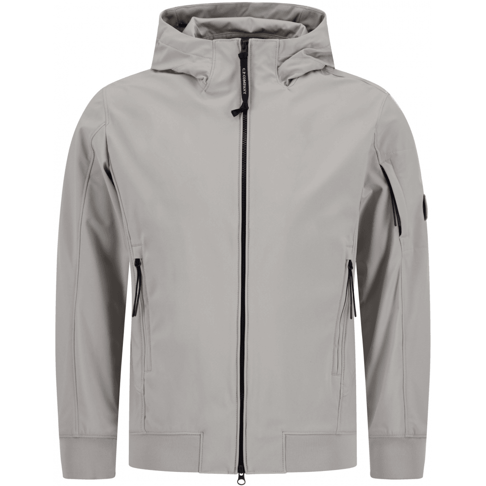 Soft Shell Lens Logo Hooded Grey Jacket