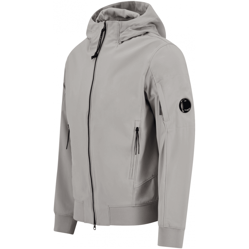 Soft Shell Lens Logo Hooded Grey Jacket