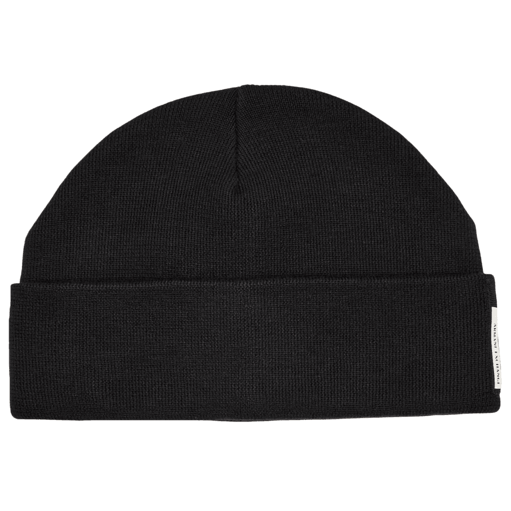 Embroidered Tab Logo Black Beanie Hat