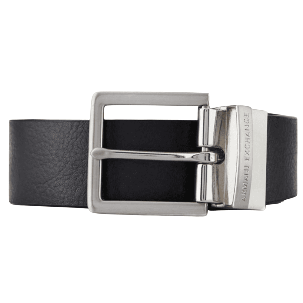 Metal Buckle Black Leather Belt