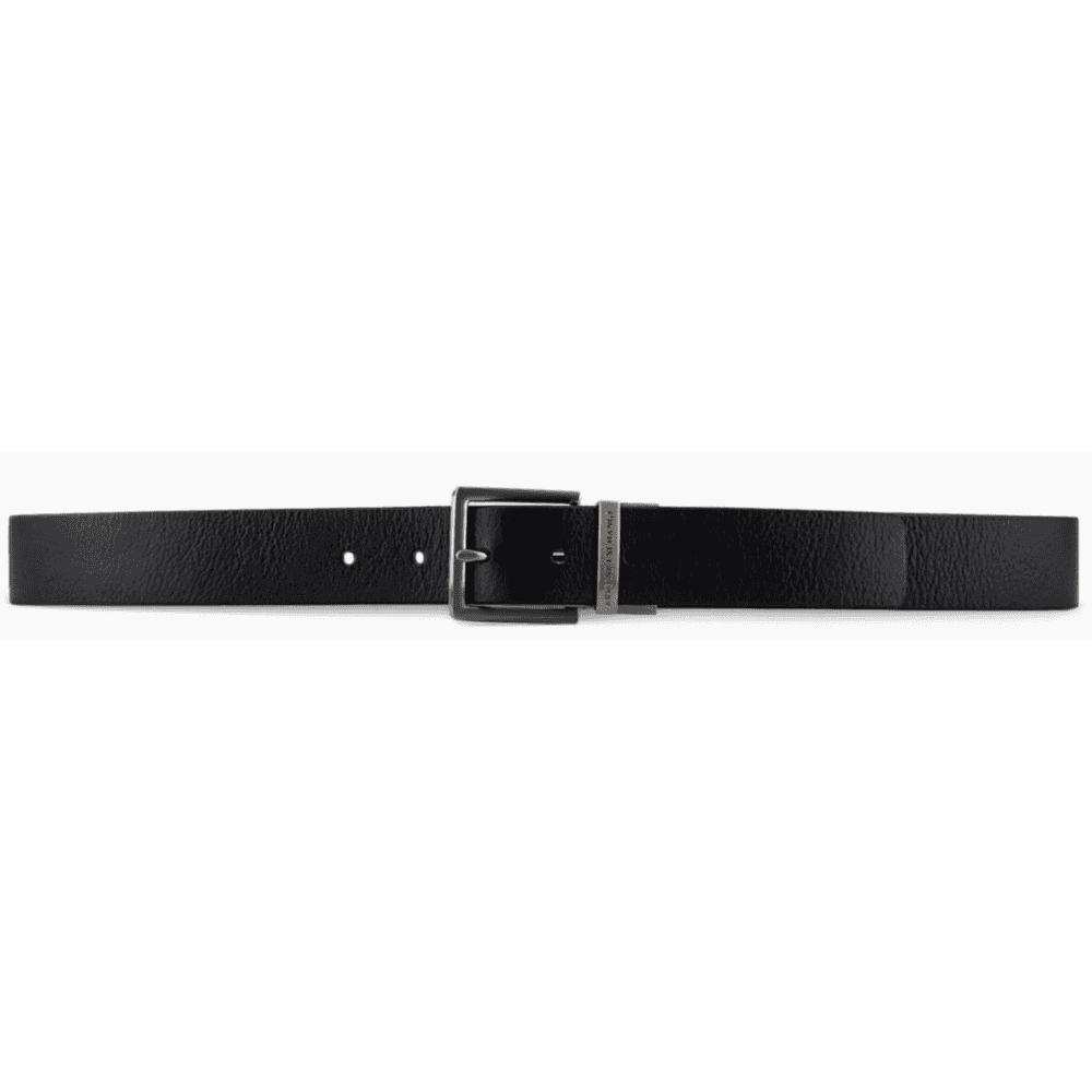 Metal Buckle Black Leather Belt