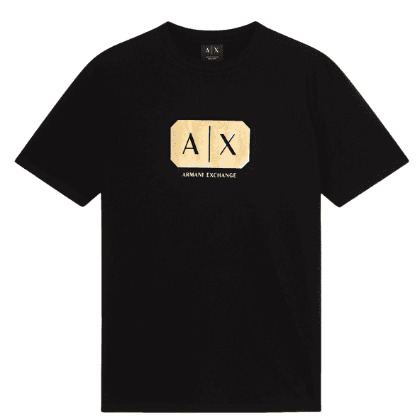 Regular Fit Metallic Logo Black T-Shirt