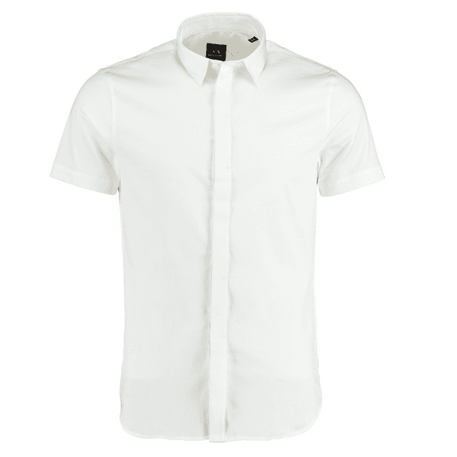 Woven White Button Up Short Sleeve Shirt