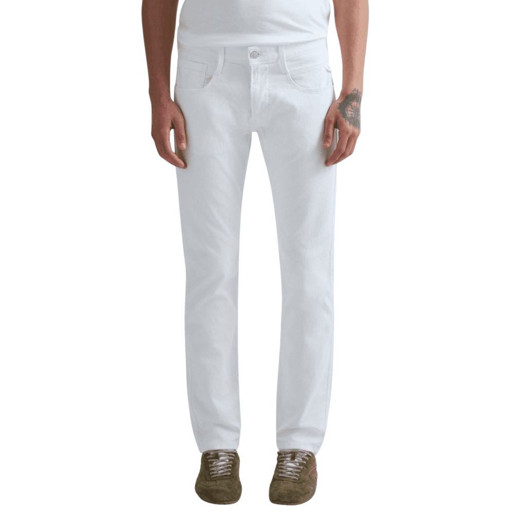 Anbass Slim Fit White Jeans