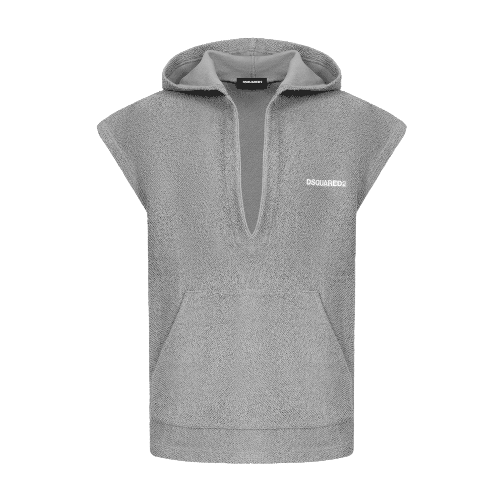 Sleeveless Fleece Grey Towel Hoodie