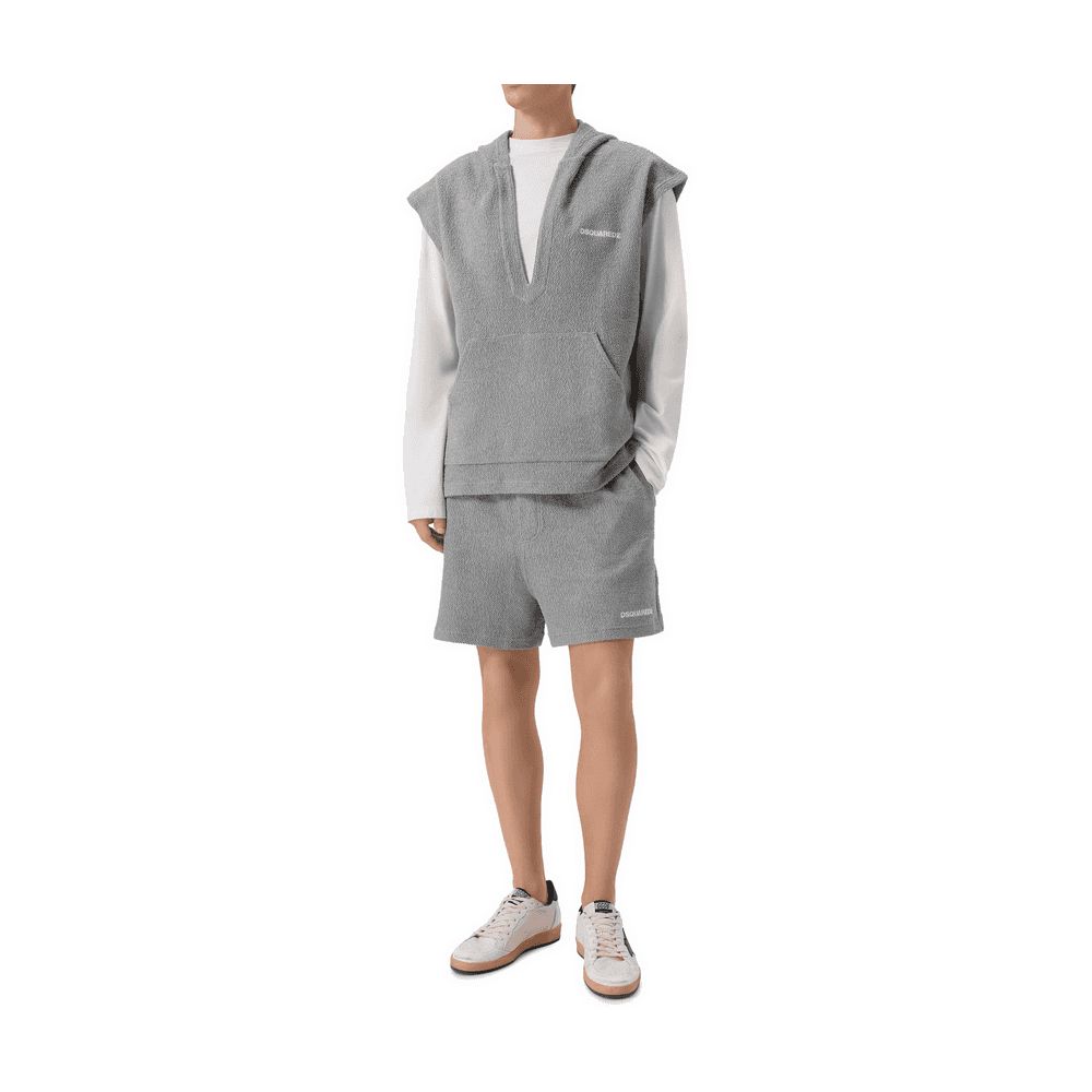 Sleeveless Fleece Grey Towel Hoodie