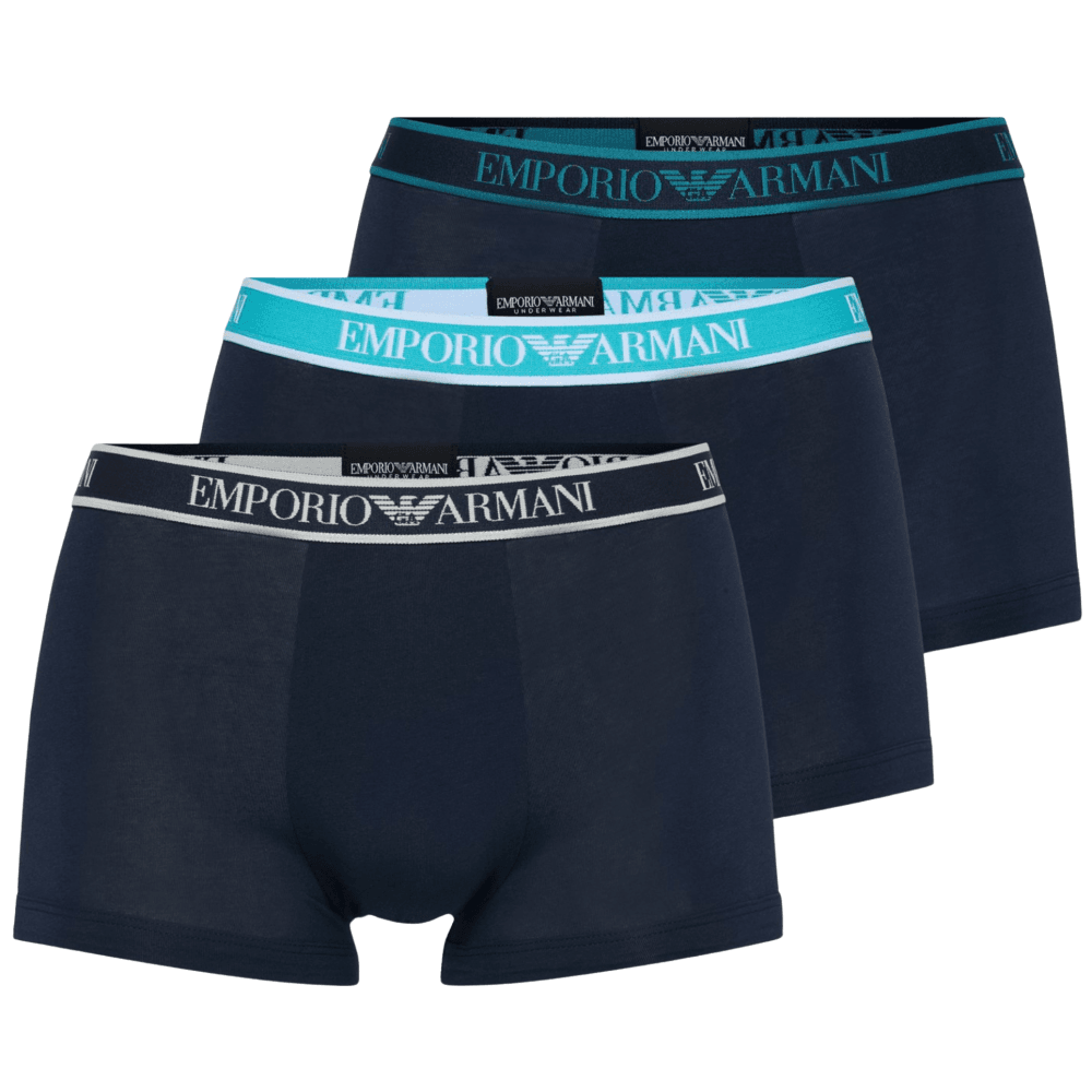 3-Pack Stretch Cotton Navy Boxer Trunks