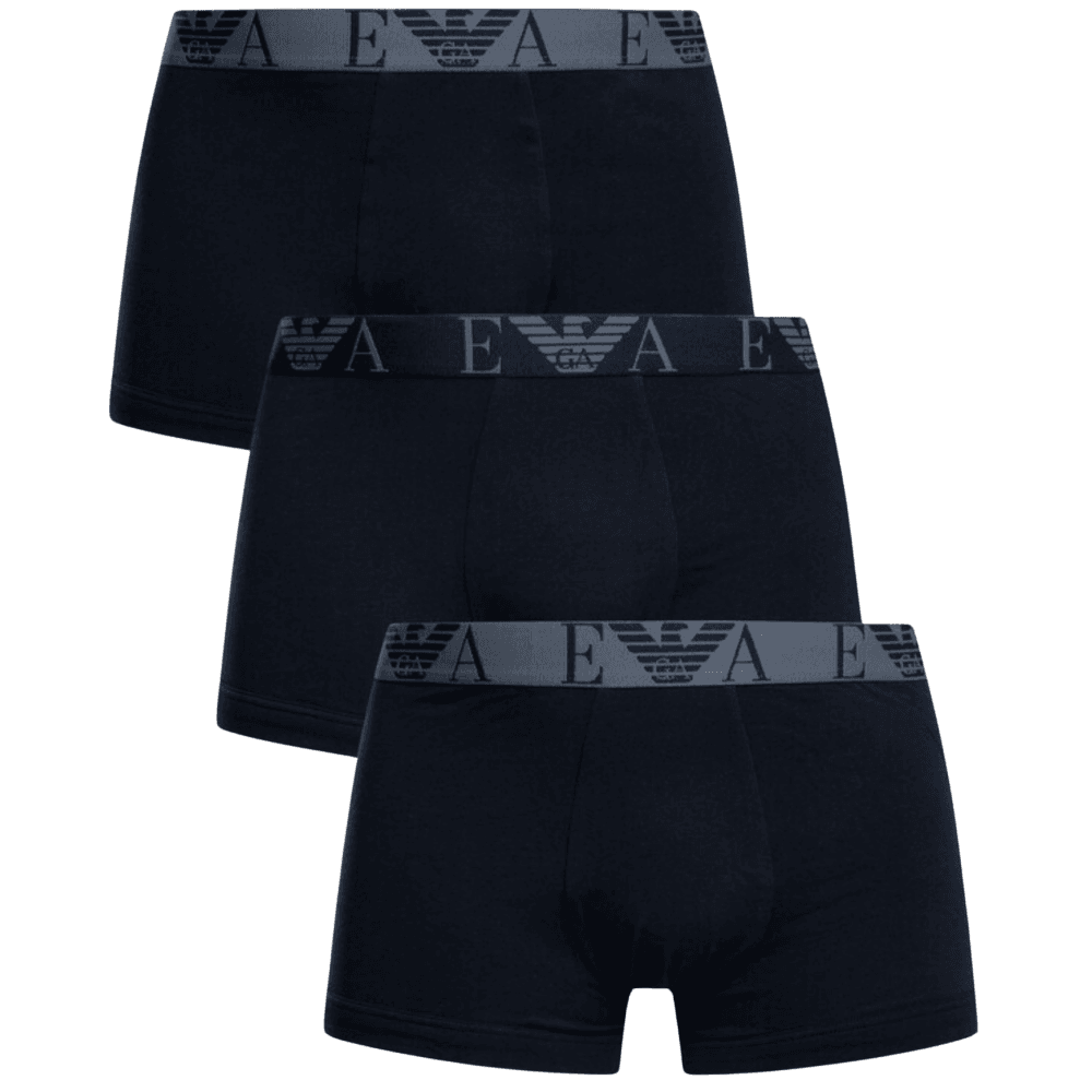 3-Pack Stretch Cotton Navy Boxer Trunks