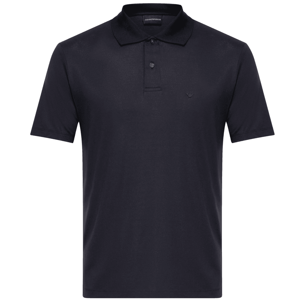Embroided Logo Viscose Soft Touch Navy Polo Shirt