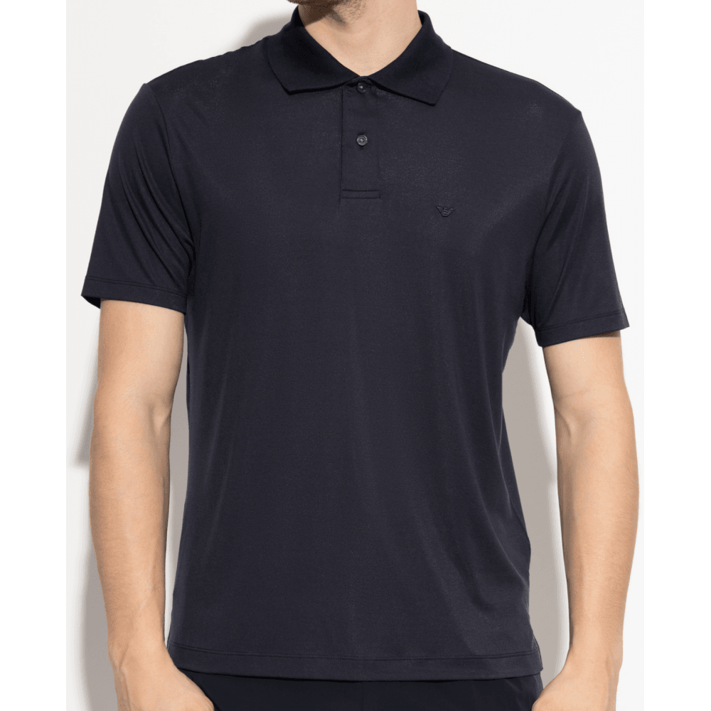 Embroided Logo Viscose Soft Touch Navy Polo Shirt