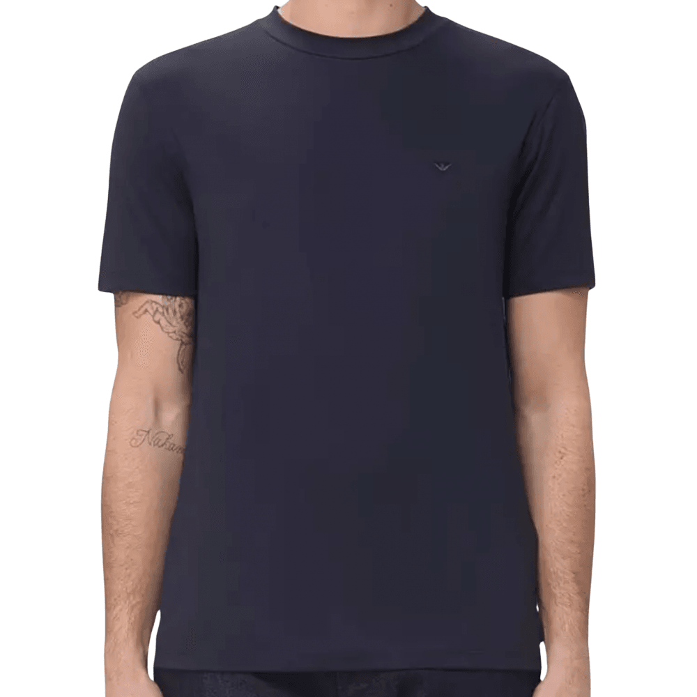 Embroided Logo Viscose Soft Touch Navy T-Shirt